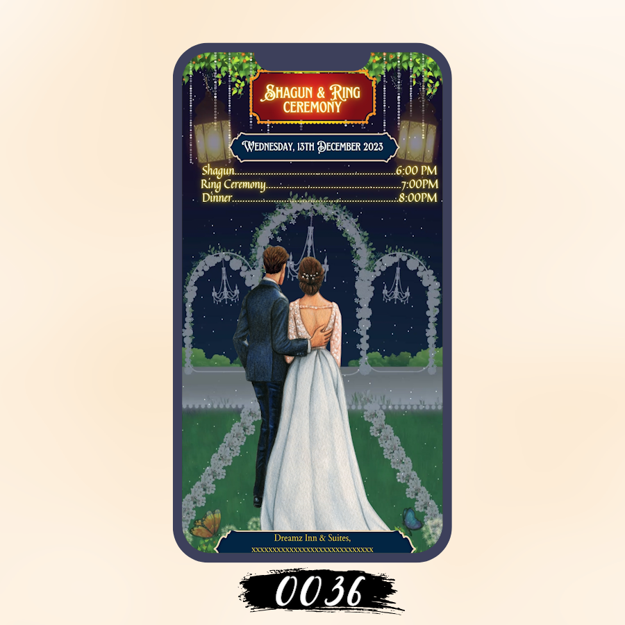 Platinum Pair Wedding Card Template 0036