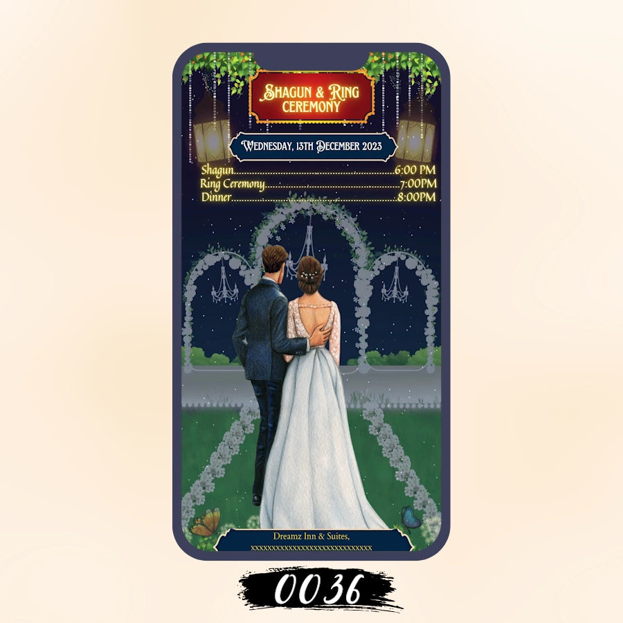 Platinum Pair Wedding Card Template 0036