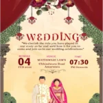 Wedding invitation Red White Template