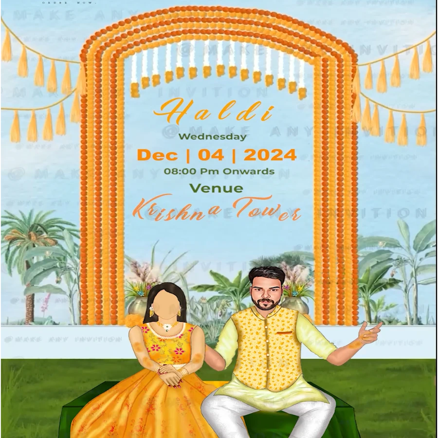 Wedding Invitation Yellow Template