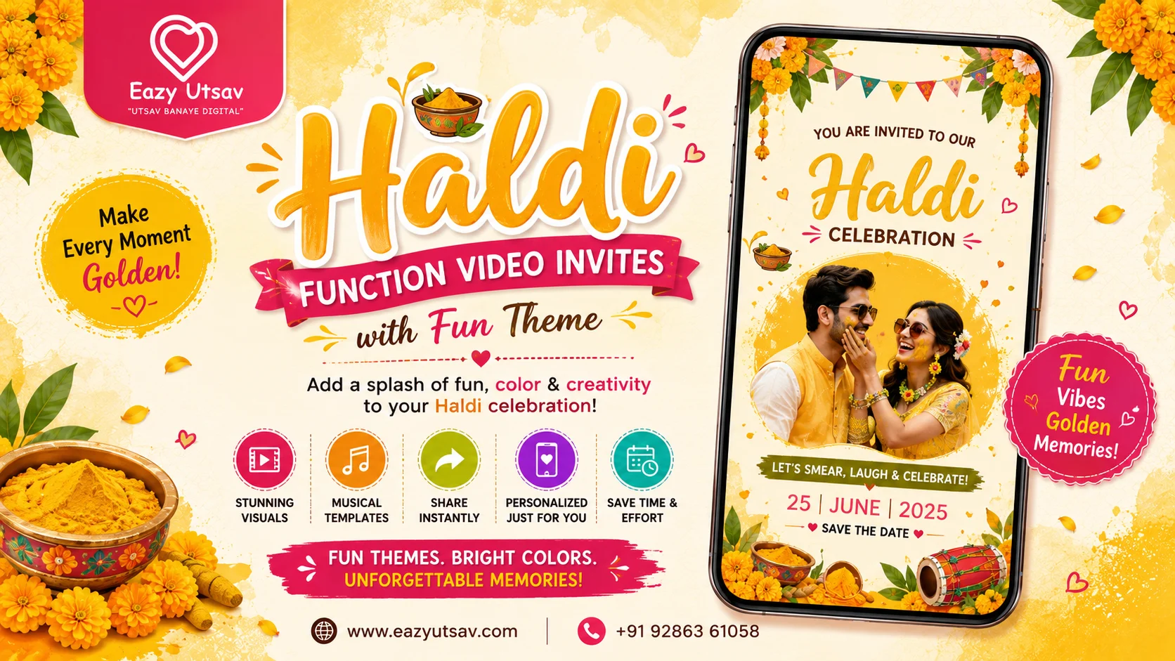 Haldi Function Video Invites with Fun Themes
